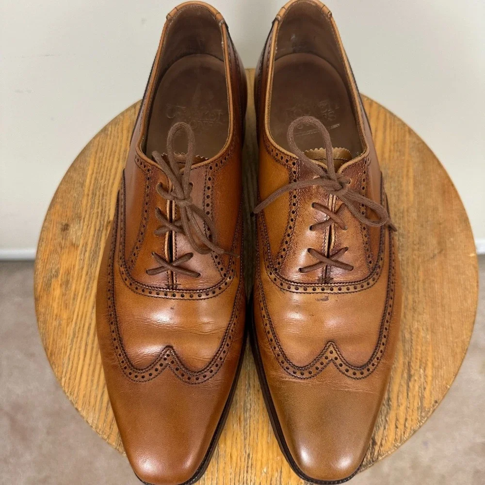 Crockett & Jones Drummond Mens US 7 E Dress Shoes Brown Leather Wingtip Oxford